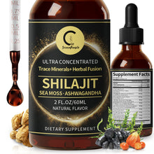Load image into Gallery viewer, Shilajit Liquid Drops with Sea Moss, Ashwagandha, Maca, Moringa Liquid Vitamins for Women and Men -Trace Minerals+HerbalFusion
